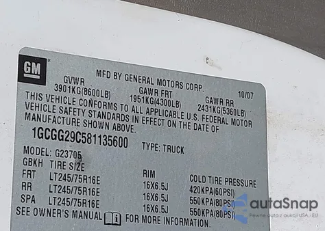 2008 Chevrolet Express Work Van from USA, damaged, VIN 1GCGG29C581135600